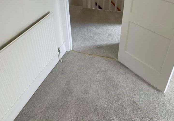 New grey carpet in bedroom