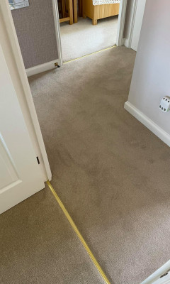 New light beige carpet in hall